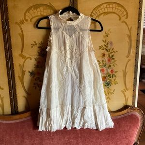 🌞Free People White Lace Flowy Tunic Mini Dress